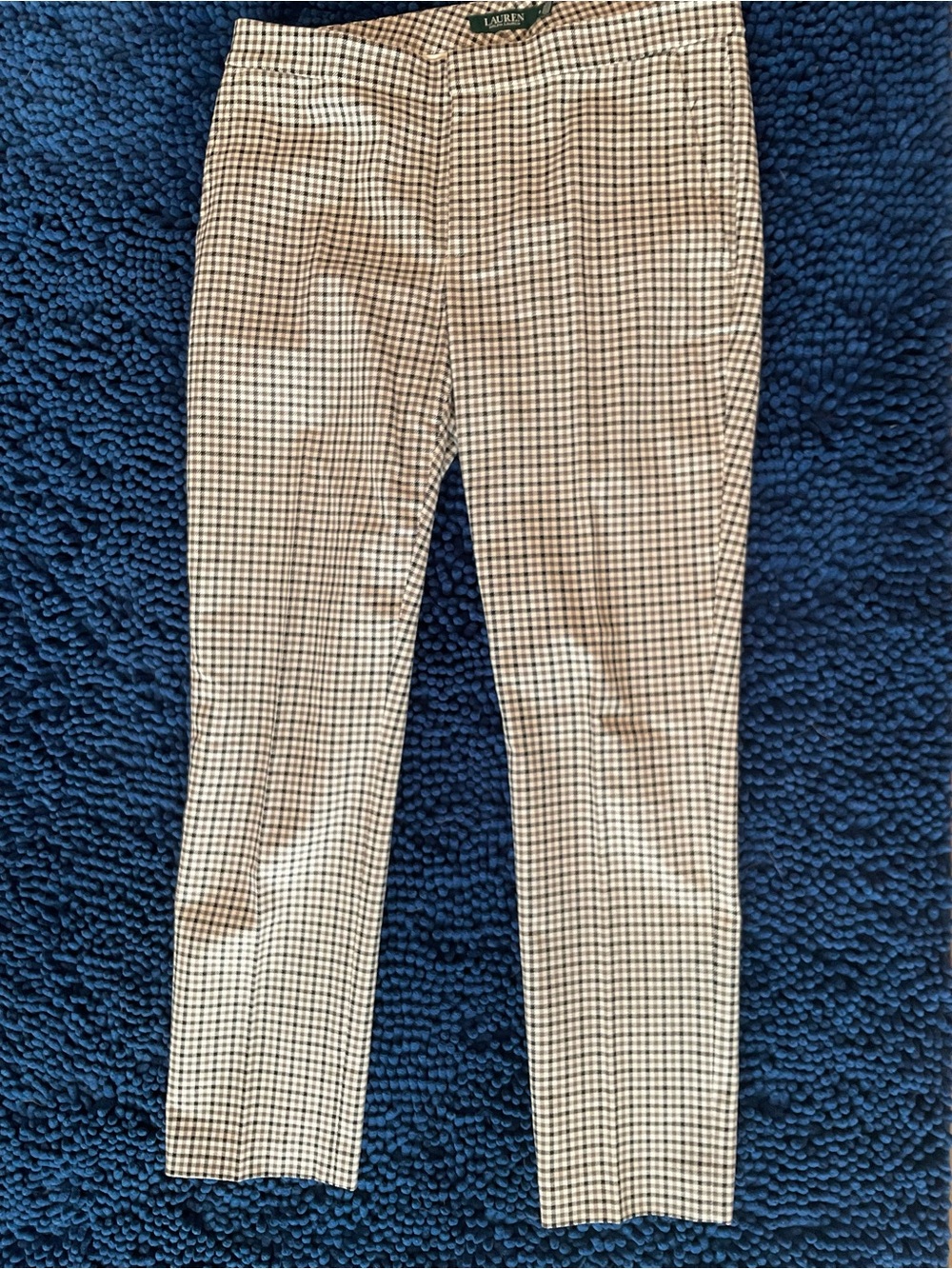 Ralph Lauren Women’s Black Beige and Brown Checked Trousers-NWOT